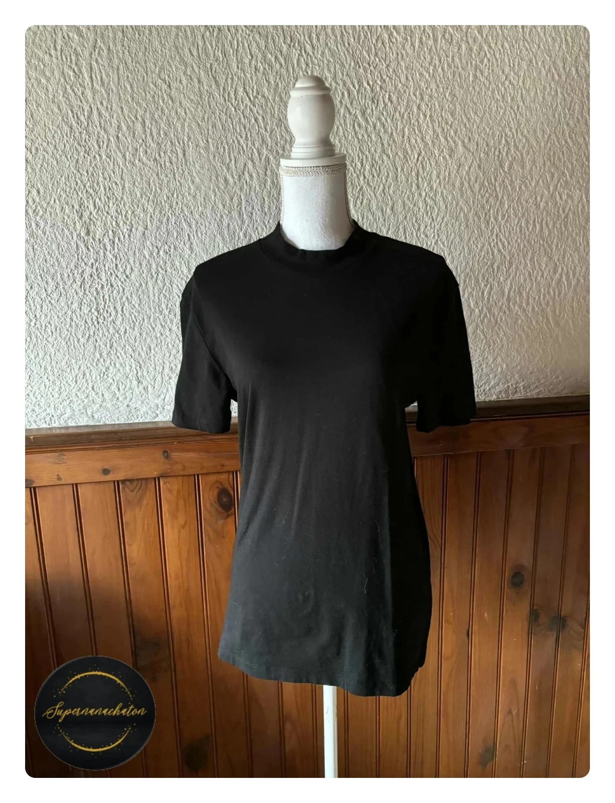 T-shirt noir col montant / demi-col ASOS - Taille L / 40